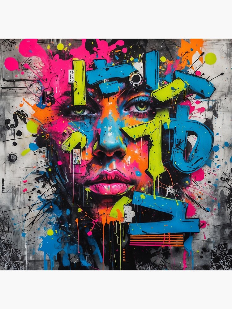 Thumbnail 3 of 3, Canvas Print, Urban Graffiti Portrait – Vibrant Street Art designed and sold by PixelsArtst.