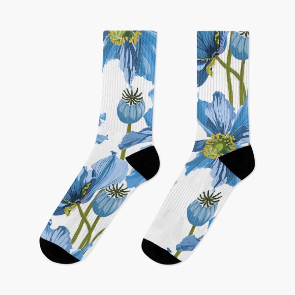 Item preview, Seamless pattern with blue poppy flowers on a white background with sequins.  designed and sold by MatyKotiv.