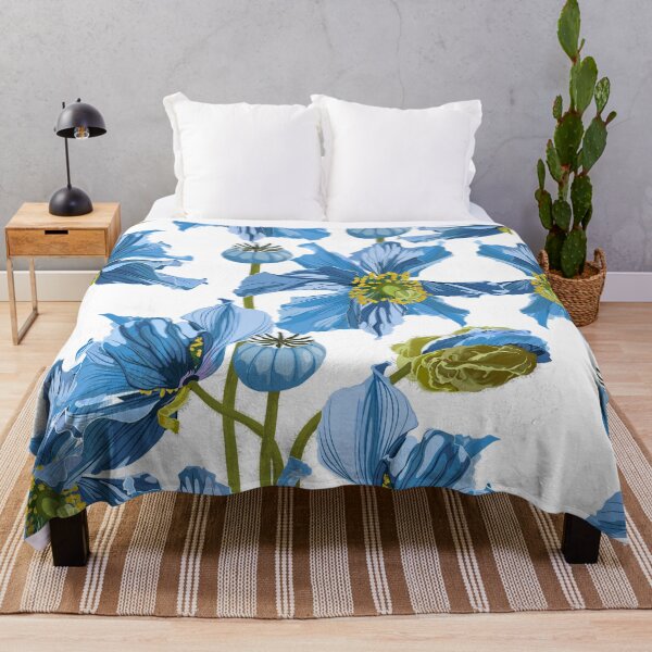 Item preview, Seamless pattern with blue poppy flowers on a white background with sequins. designed and sold by MatyKotiv.