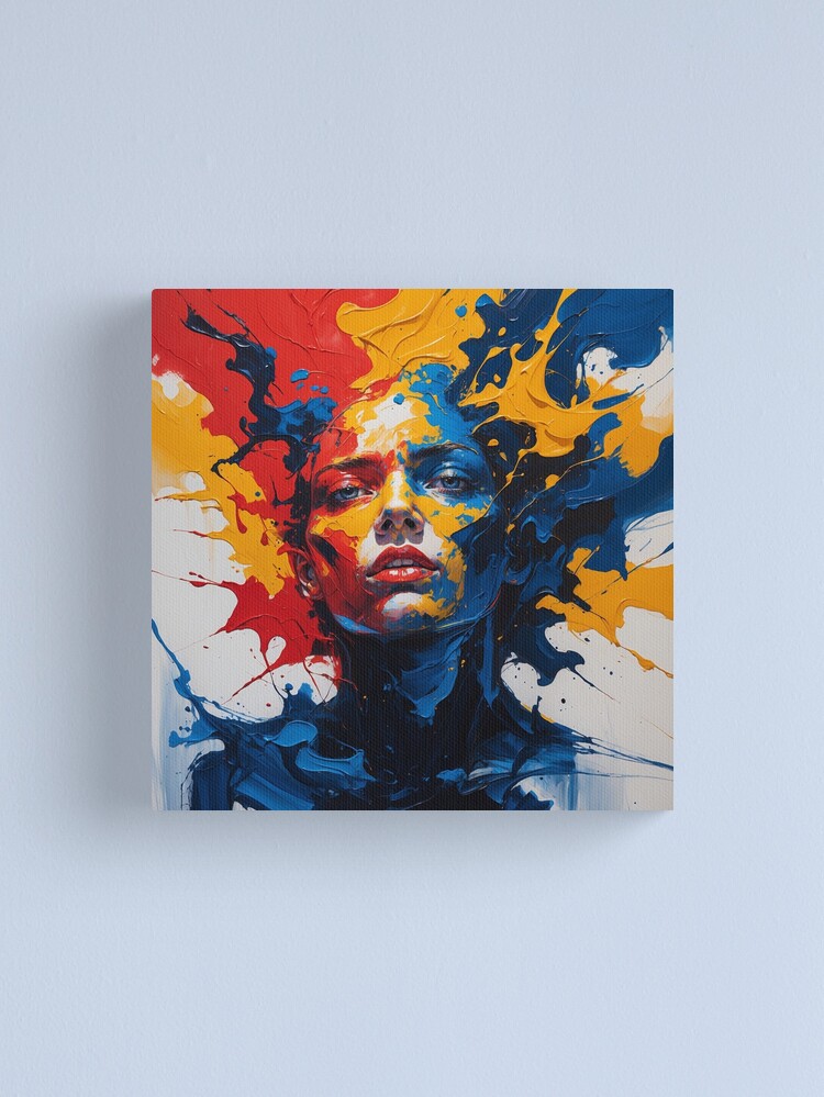 Thumbnail 1 of 3, Canvas Print, Expressive Color Burst – Abstract Portrait in Motion designed and sold by PixelsArtst.