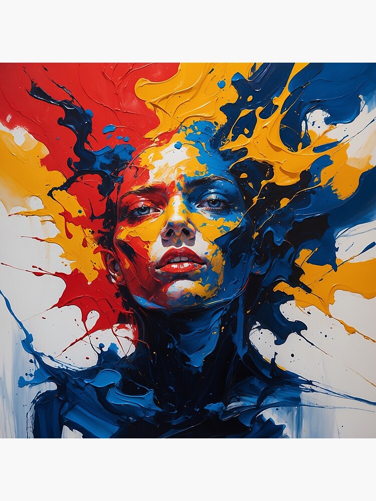 Thumbnail 3 of 3, Canvas Print, Expressive Color Burst – Abstract Portrait in Motion designed and sold by PixelsArtst.