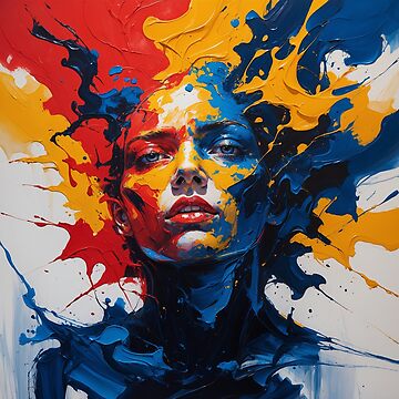 Artwork thumbnail, Expressive Color Burst – Abstract Portrait in Motion by PixelsArtist.com