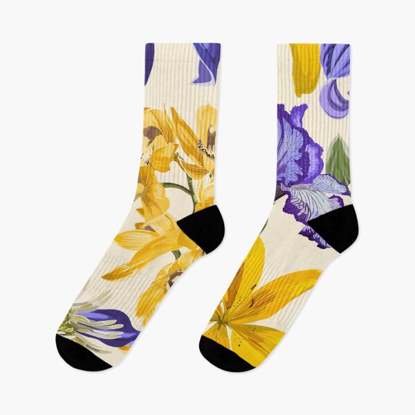 Item preview, Seamless pattern with yellow violet flowers on a white background with sequins.  designed and sold by MatyKotiv.