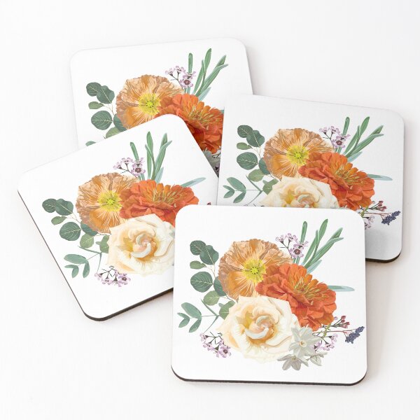 Item preview, Floral bouquet design: garden creamy powder Rose, lily, zinnia flower, anemone Eucalyptus branch greenery leaves berry. designed and sold by MatyKotiv.