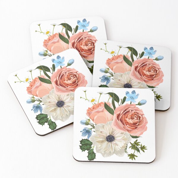 Item preview, Floral bouquet design: garden creamy powder Rose, lily, zinnia flower, anemone Eucalyptus branch greenery leaves berry. designed and sold by MatyKotiv.