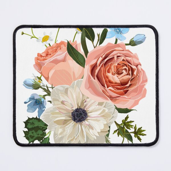 Item preview, Floral bouquet design: garden creamy powder Rose, lily, zinnia flower, anemone Eucalyptus branch greenery leaves berry. designed and sold by MatyKotiv.