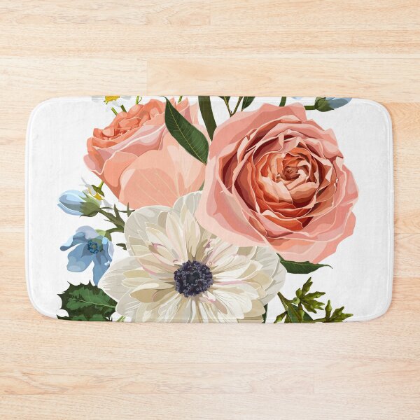 Item preview, Floral bouquet design: garden creamy powder Rose, lily, zinnia flower, anemone Eucalyptus branch greenery leaves berry. designed and sold by MatyKotiv.