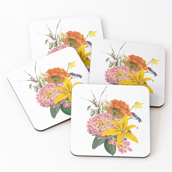 Item preview, Floral bouquet design: garden creamy powder Rose, lily, zinnia flower, anemone Eucalyptus branch greenery leaves berry.  designed and sold by MatyKotiv.