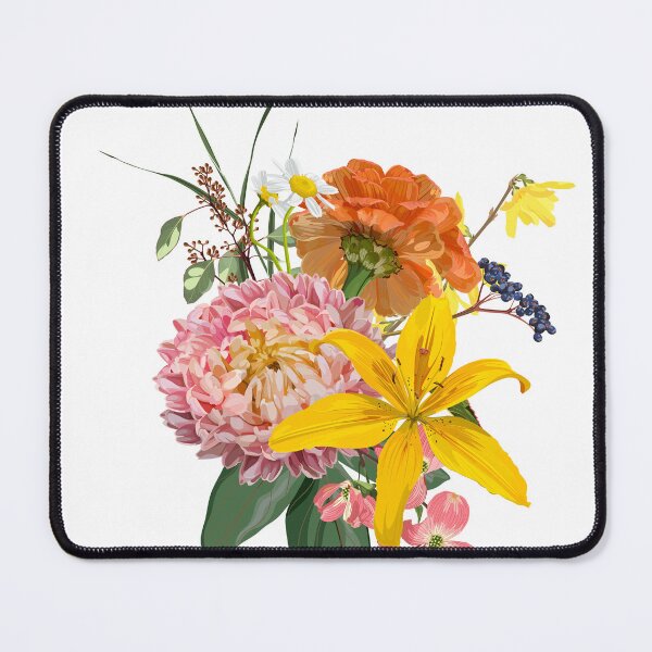 Item preview, Floral bouquet design: garden creamy powder Rose, lily, zinnia flower, anemone Eucalyptus branch greenery leaves berry.  designed and sold by MatyKotiv.