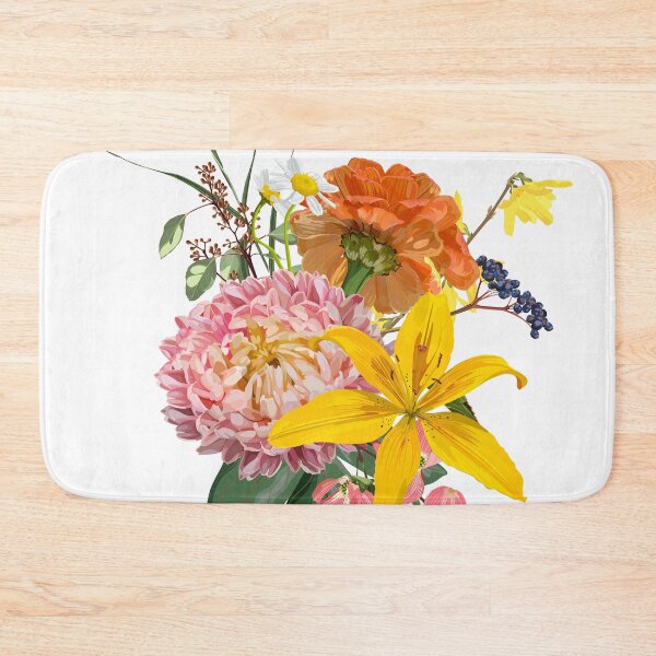Item preview, Floral bouquet design: garden creamy powder Rose, lily, zinnia flower, anemone Eucalyptus branch greenery leaves berry.  designed and sold by MatyKotiv.