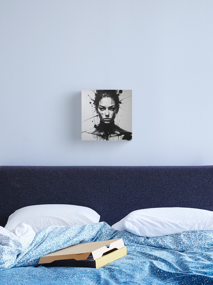 Thumbnail 2 of 3, Canvas Print, Monochrome Intensity – Abstract Black & White Portrait designed and sold by PixelsArtst.