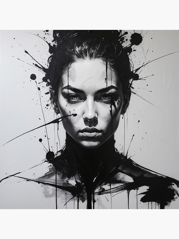 Thumbnail 3 of 3, Canvas Print, Monochrome Intensity – Abstract Black & White Portrait designed and sold by PixelsArtst.
