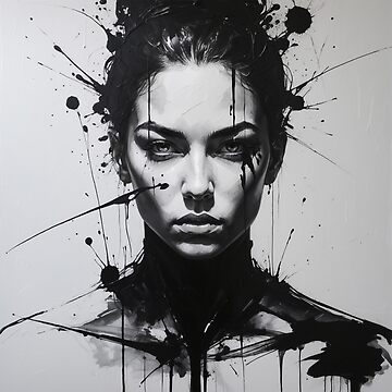 Artwork thumbnail, Monochrome Intensity – Abstract Black & White Portrait by PixelsArtist.com