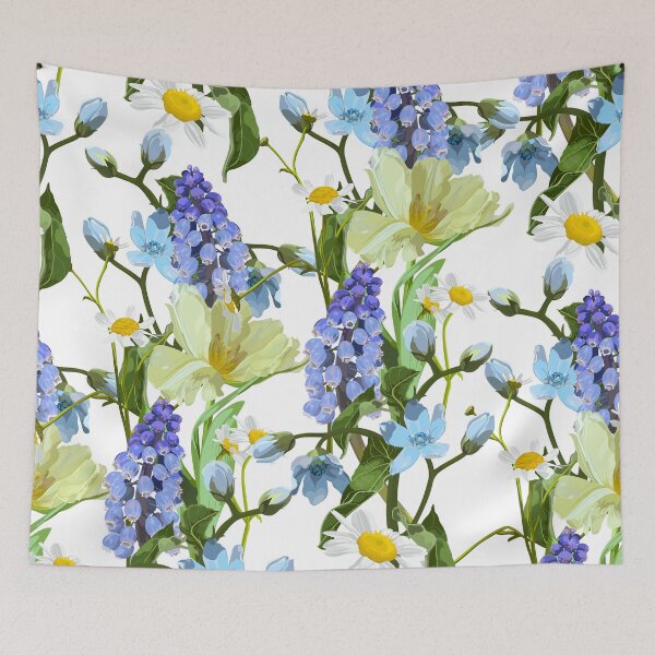 Item preview, Spring flowers. Narcissus, muscari, daisy. Seamless pattern, background.  designed and sold by MatyKotiv.