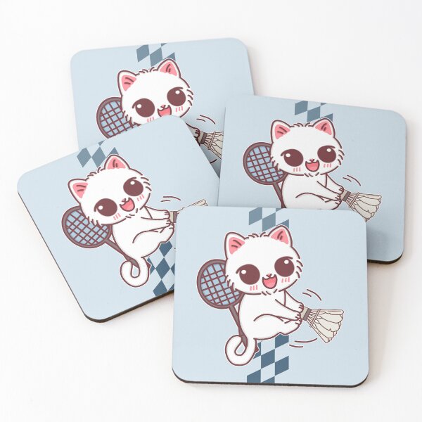 Item preview, Cute White Kitten Playing Badminton designed and sold by BGMeYou.