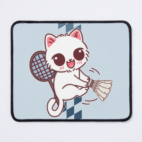 Item preview, Cute White Kitten Playing Badminton designed and sold by BGMeYou.