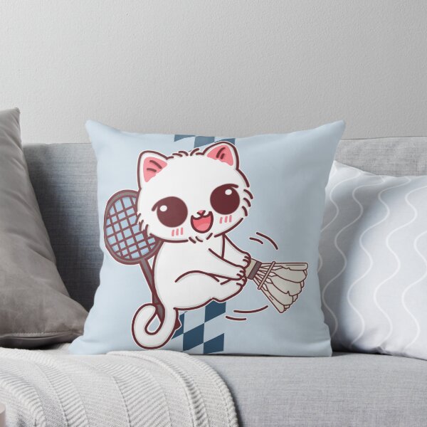 Item preview, Cute White Kitten Playing Badminton designed and sold by BGMeYou.