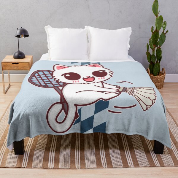Item preview, Cute White Kitten Playing Badminton designed and sold by BGMeYou.