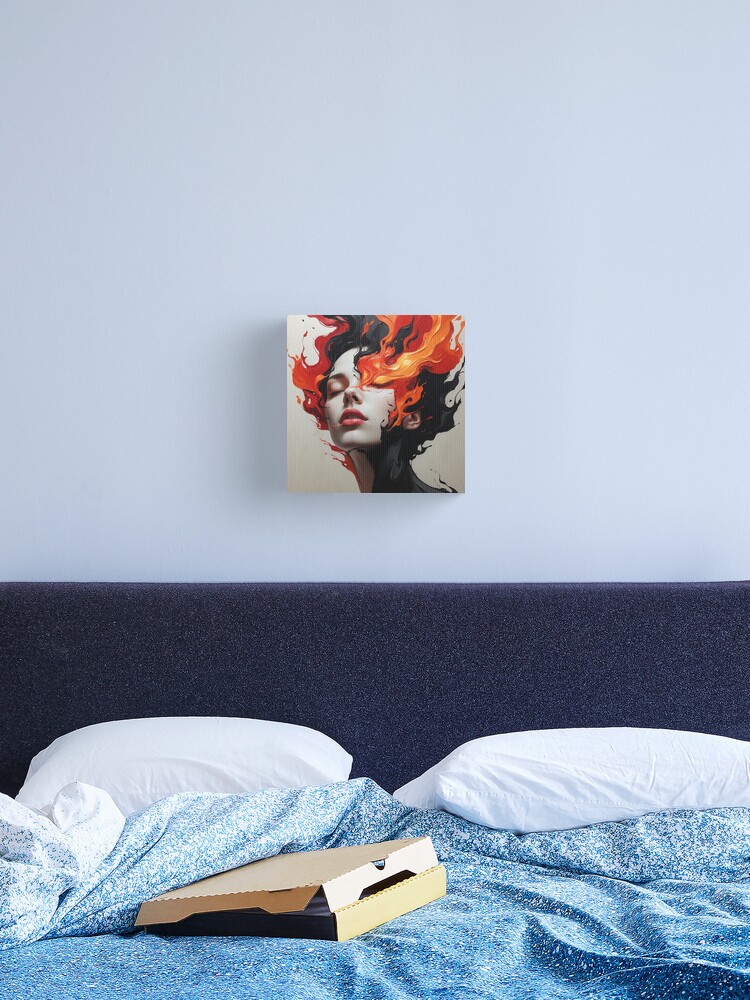 Thumbnail 2 of 3, Canvas Print, Flames of Passion – Fiery Abstract Portrait designed and sold by PixelsArtst.