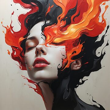 Artwork thumbnail, Flames of Passion – Fiery Abstract Portrait by PixelsArtist.com