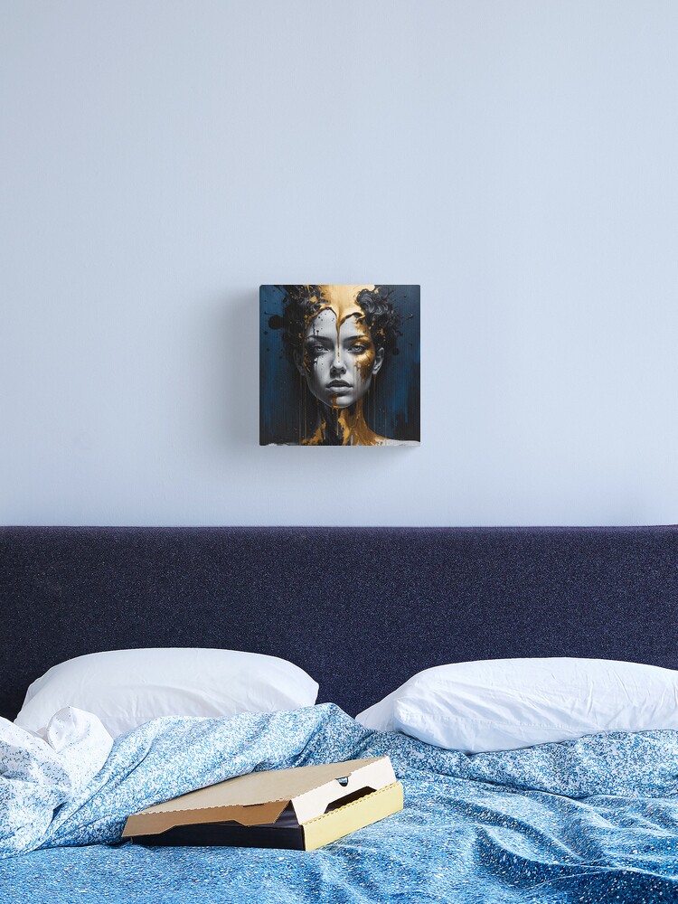 Thumbnail 2 of 3, Canvas Print, Gilded Emotion – Abstract Gold & Ink Portrait designed and sold by PixelsArtst.