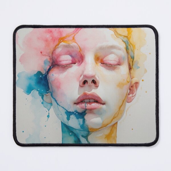 Watercolor Dreams – Ethereal Abstract Portrait Mouse Pad