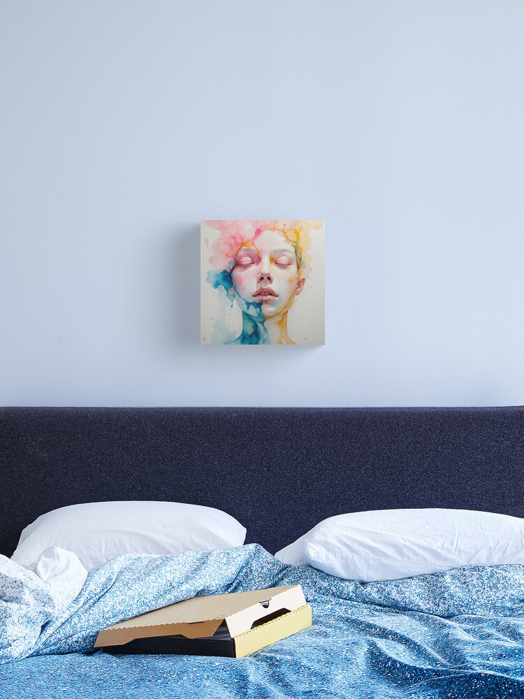 Thumbnail 2 of 3, Canvas Print, Watercolor Dreams – Ethereal Abstract Portrait designed and sold by PixelsArtst.