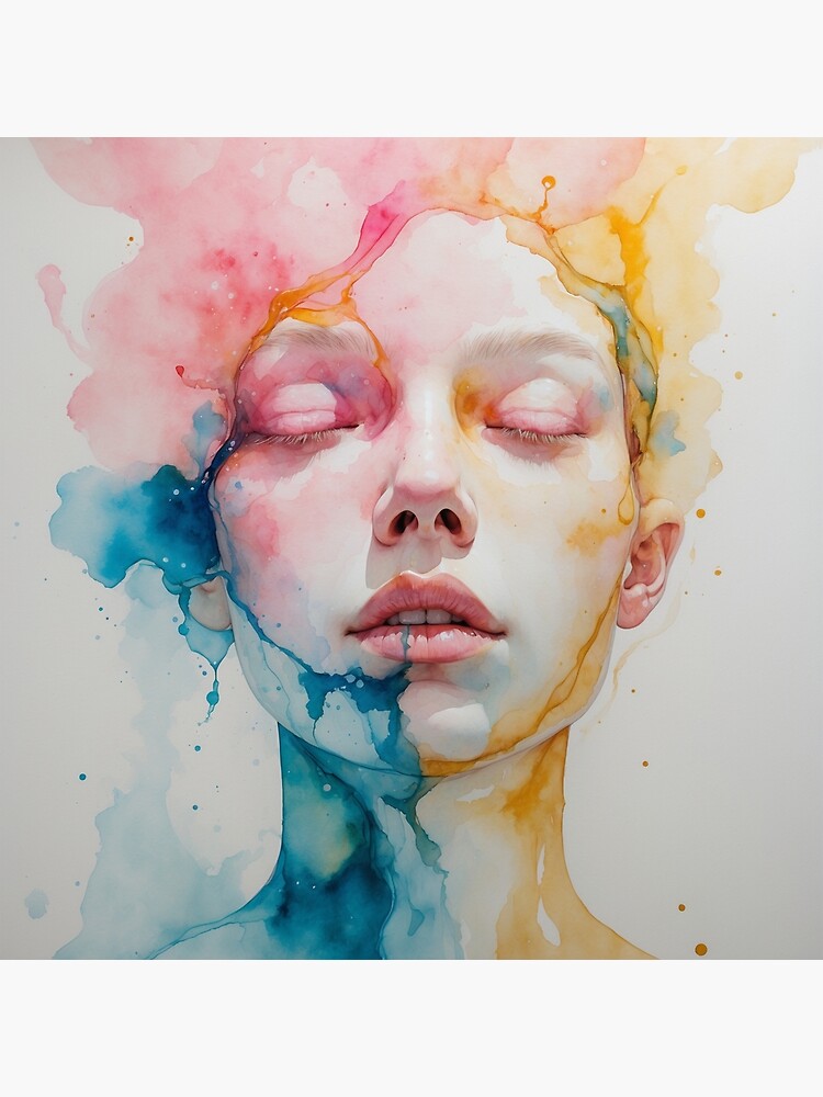 Thumbnail 3 of 3, Canvas Print, Watercolor Dreams – Ethereal Abstract Portrait designed and sold by PixelsArtst.