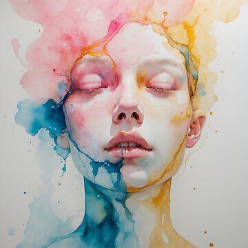 Artwork thumbnail, Watercolor Dreams – Ethereal Abstract Portrait by PixelsArtist.com