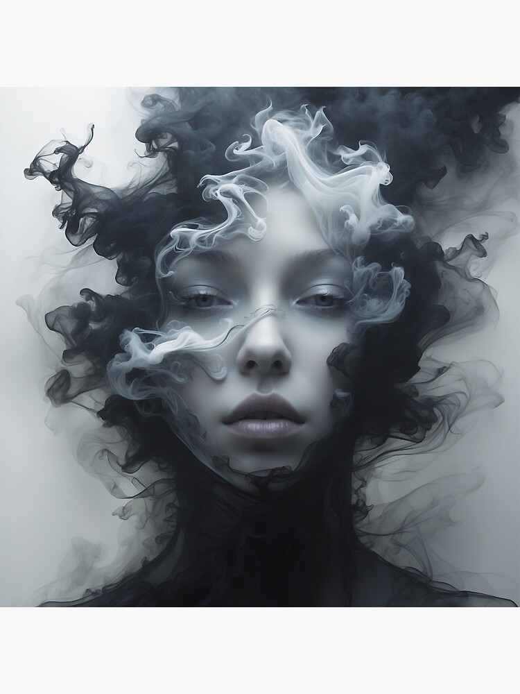 Thumbnail 3 of 3, Canvas Print, Smoke & Shadows – Ethereal Monochrome Portrait designed and sold by PixelsArtst.