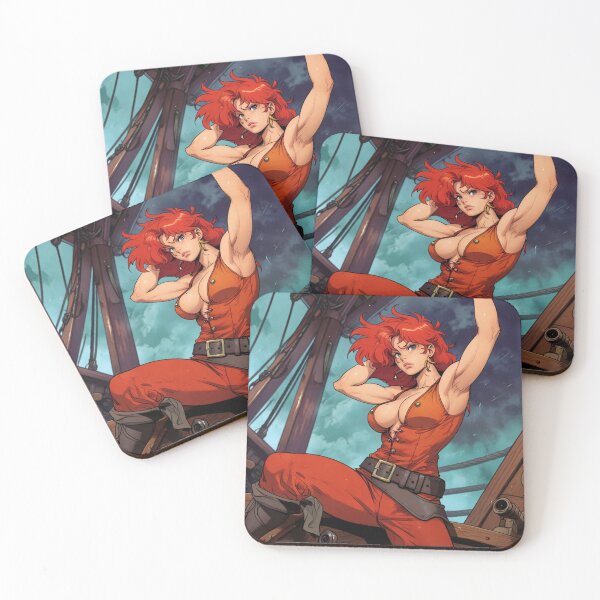 Item preview, Vintage Manga style Red Head Pirate Queen Anne Bonney vintage Anime Manga Illustration designed and sold by Vintage Designs +.