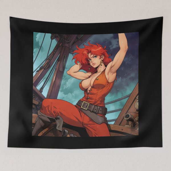 Item preview, Vintage Manga style Red Head Pirate Queen Anne Bonney vintage Anime Manga Illustration designed and sold by Vintage Designs +.