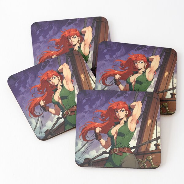 Item preview,  Vintage Manga style Red Head Pirate Queen Anne Bonney vintage Anime Manga Illustration designed and sold by Vintage Designs +.