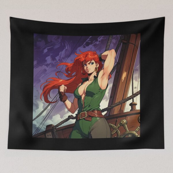 Item preview,  Vintage Manga style Red Head Pirate Queen Anne Bonney vintage Anime Manga Illustration designed and sold by Vintage Designs +.