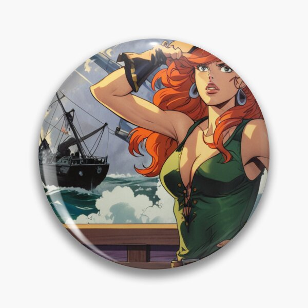 Item preview, Vintage Manga style Red Head Pirate Queen Anne Bonney vintage Anime Manga Illustration designed and sold by Vintage Designs +.