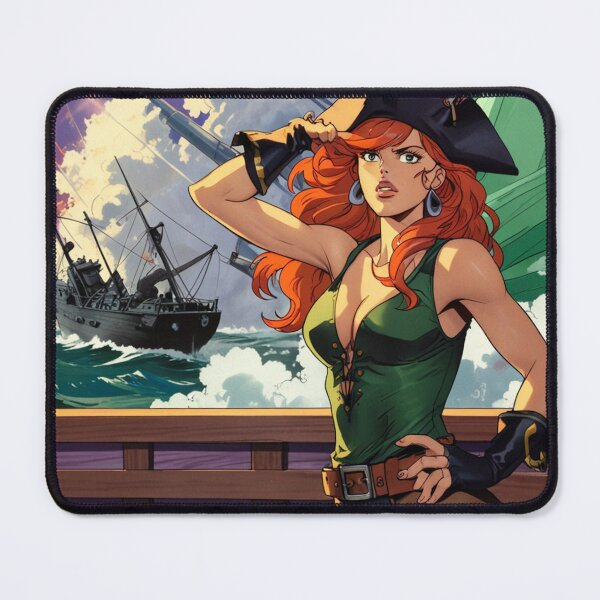 Item preview, Vintage Manga style Red Head Pirate Queen Anne Bonney vintage Anime Manga Illustration designed and sold by Vintage Designs +.