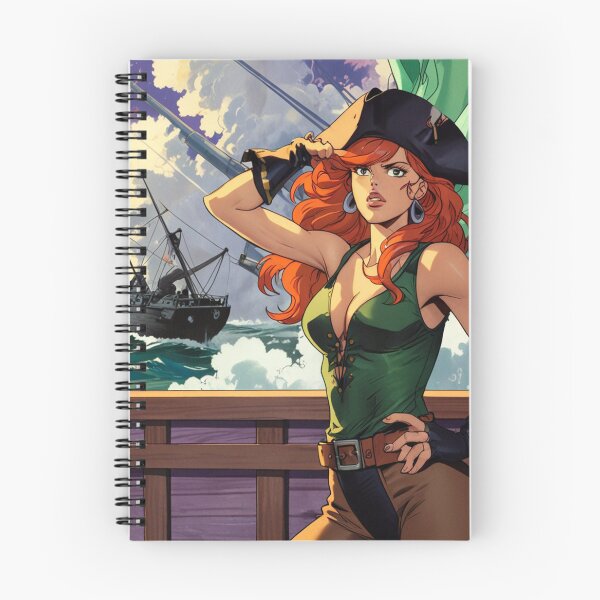 Item preview, Vintage Manga style Red Head Pirate Queen Anne Bonney vintage Anime Manga Illustration designed and sold by Vintage Designs +.