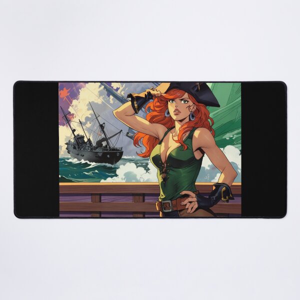 Item preview, Vintage Manga style Red Head Pirate Queen Anne Bonney vintage Anime Manga Illustration designed and sold by Vintage Designs +.