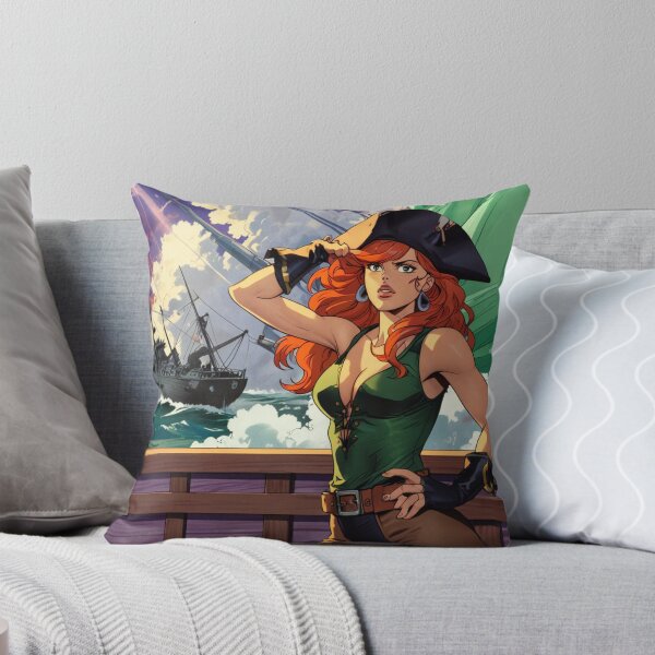Item preview, Vintage Manga style Red Head Pirate Queen Anne Bonney vintage Anime Manga Illustration designed and sold by Vintage Designs +.