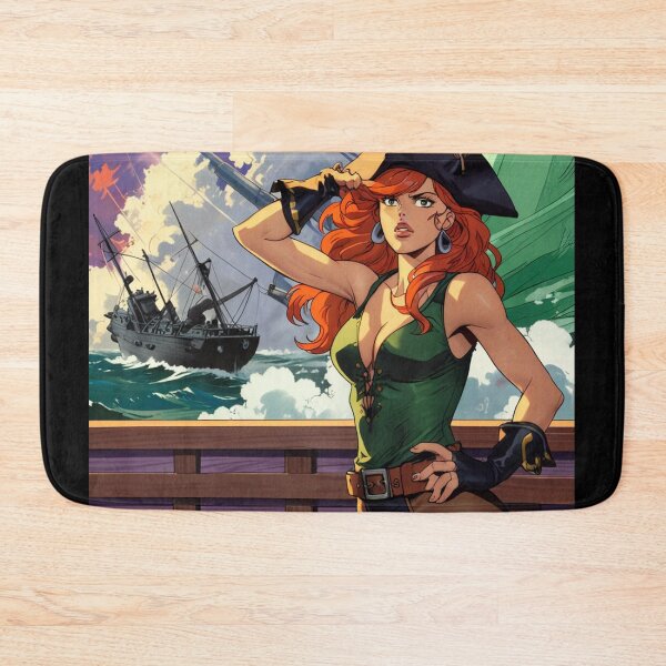 Item preview, Vintage Manga style Red Head Pirate Queen Anne Bonney vintage Anime Manga Illustration designed and sold by Vintage Designs +.