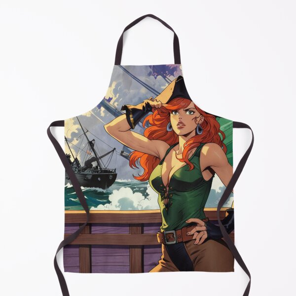 Item preview, Vintage Manga style Red Head Pirate Queen Anne Bonney vintage Anime Manga Illustration designed and sold by Vintage Designs +.