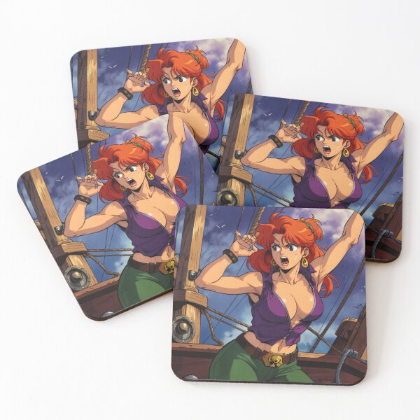 Item preview,  Vintage Manga style Red Head Pirate Queen Anne Bonney vintage Anime Manga Illustration designed and sold by Vintage Designs +.