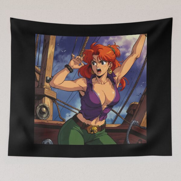 Item preview,  Vintage Manga style Red Head Pirate Queen Anne Bonney vintage Anime Manga Illustration designed and sold by Vintage Designs +.
