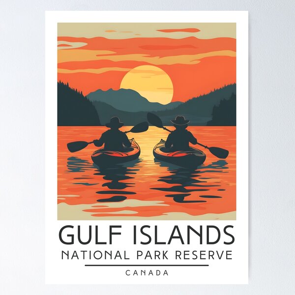 Item preview, A Vintage Illustration of Gulf Islands National Park Reserve - Canada  designed and sold by GoodOldVintage.
