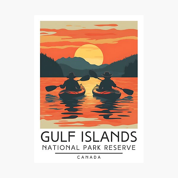 Item preview, A Vintage Illustration of Gulf Islands National Park Reserve - Canada  designed and sold by GoodOldVintage.