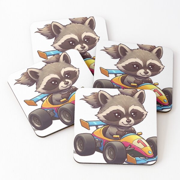 Item preview, Cute Baby Raccoon Race Car Driver designed and sold by likbatonboot.
