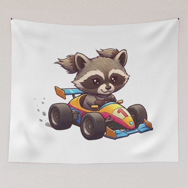 Item preview, Cute Baby Raccoon Race Car Driver designed and sold by likbatonboot.