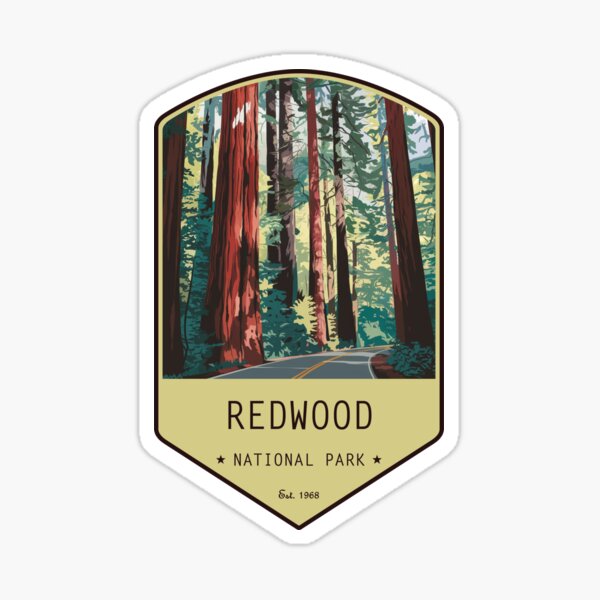Vista previa del artículo con la obra «Diseño vintage del Parque Nacional Redwood», diseñado y vendido por Wanderful-roads.