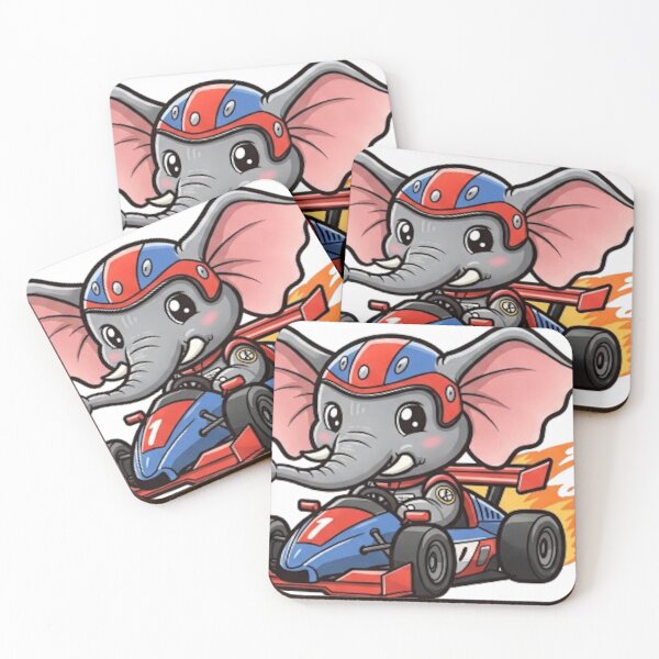 Item preview, Cute Baby Elephant Race Car Driver designed and sold by likbatonboot.