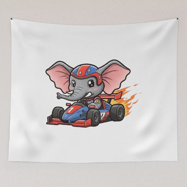 Item preview, Cute Baby Elephant Race Car Driver designed and sold by likbatonboot.